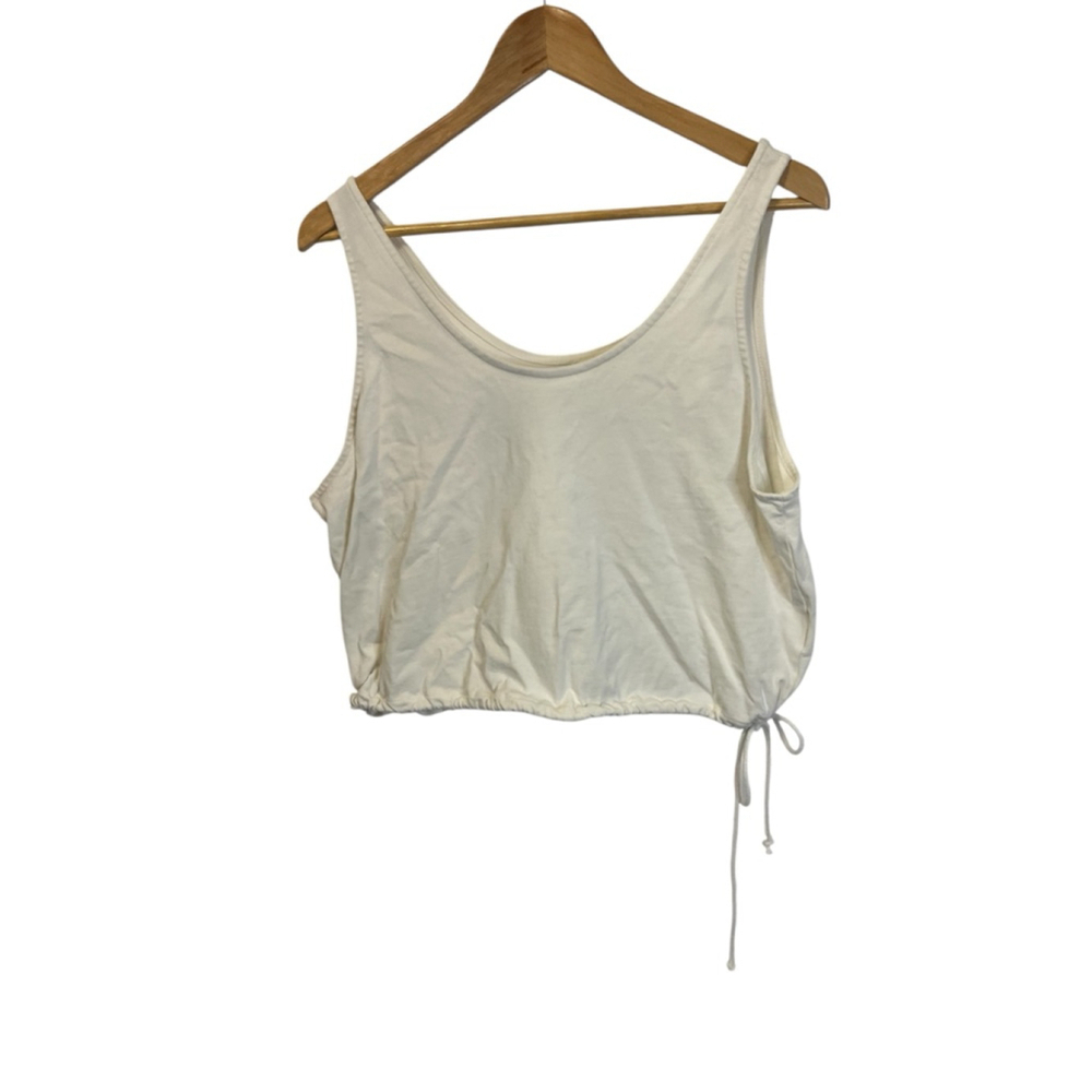 Nike Women’s Cream Cropped Drawstring Tank Top Size Large - Picture 2 of 9